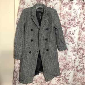Herringbone Double Breasted Wool Look Coat